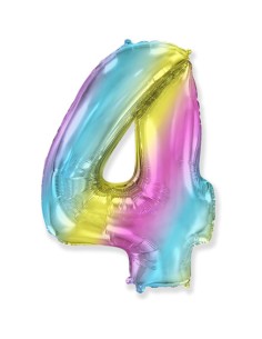 Palloncino Mylar Numero 4 Multicolor Gradient SuperShape 40" - 101cm - 1pz | G3S Party
