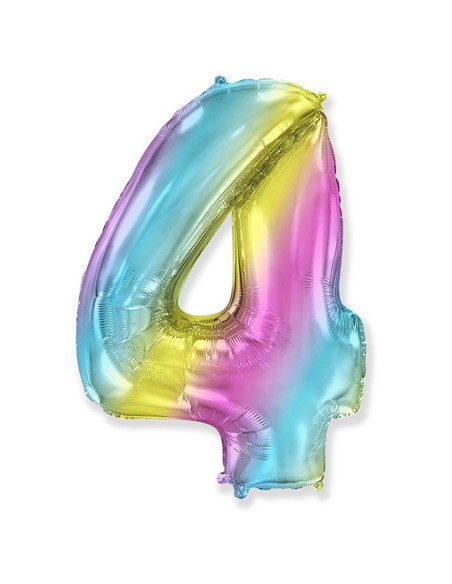 Palloncino Mylar Numero 4 Multicolor Gradient SuperShape 40" - 101cm - 1pz | G3S Party