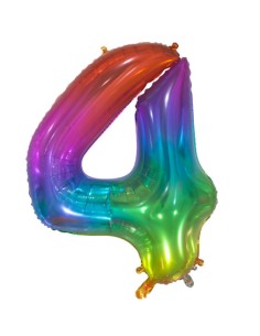 Palloncino Mylar Numero 4 Multicolor Jelly Mega 34" - 86cm - 1pz | G3S Party