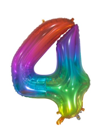 Palloncino Mylar Numero 4 Multicolor Jelly Mega 34" - 86cm - 1pz | G3S Party