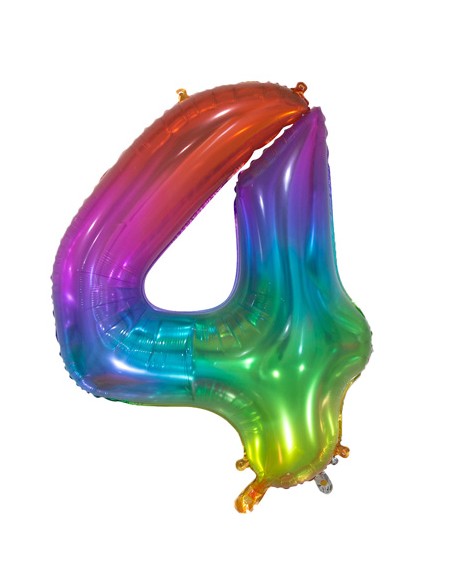 Palloncino Mylar Numero 4 Multicolor Jelly Mega 34" - 86cm - 1pz | G3S Party
