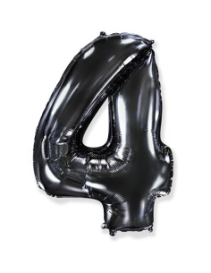 Palloncino Mylar Numero 4 Nero Mega 40" - 101cm - 1pz | G3S Party