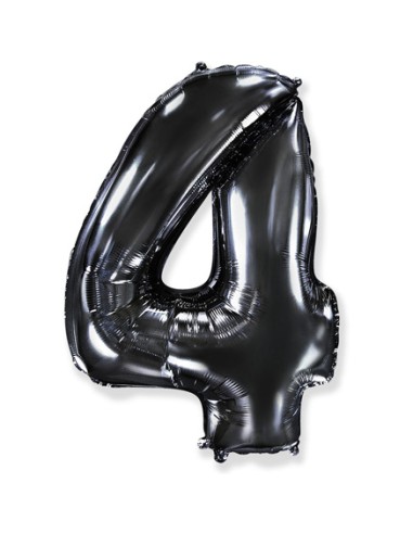 Palloncino Mylar Numero 4 Nero Mega 40" - 101cm - 1pz | G3S Party