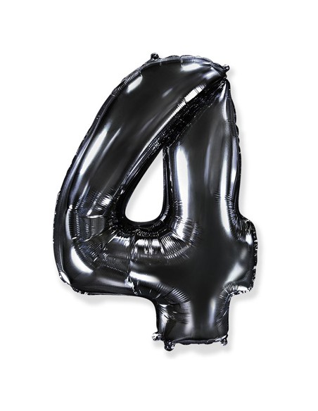 Palloncino Mylar Numero 4 Nero Mega 40" - 101cm - 1pz | G3S Party