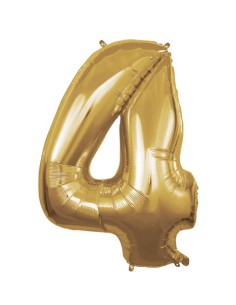 Palloncino Mylar Numero 4 Oro Mega 40" - 101cm - 1pz | G3S Party
