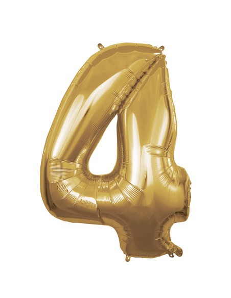 Palloncino Mylar Numero 4 Oro Mega 40" - 101cm - 1pz | G3S Party