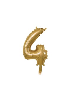 Palloncino Mylar Numero 4 Oro Mini 14" - 35cm con valvola - 1pz | G3S Party