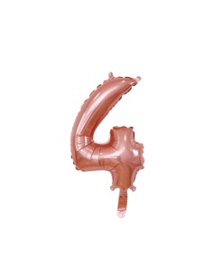 Palloncino Mylar Numero 4 Rosa Gold Mini 14" - 35cm con valvola - 1pz | G3S Party