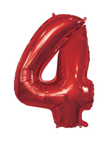 Palloncino Mylar Numero 4 Rosso Mega 40" - 101cm - 1pz | G3S Party