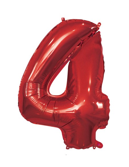 Palloncino Mylar Numero 4 Rosso Mega 40" - 101cm - 1pz | G3S Party