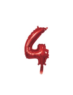 Palloncino Mylar Numero 4 Rosso Mini 14" - 35cm con valvola - 1pz | G3S Party