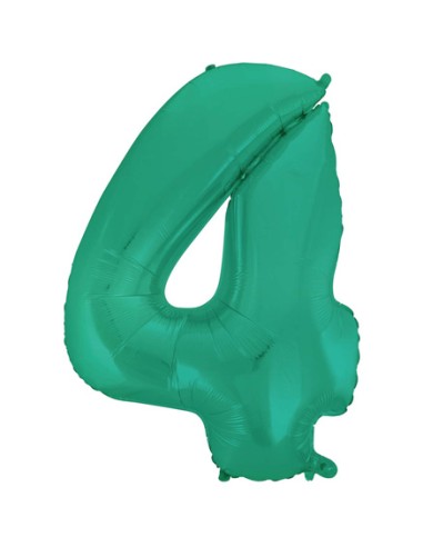 Palloncino Mylar Numero 4 Satin Velvet Aquamarine Mega 40" - 101cm - 1pz | G3S Party