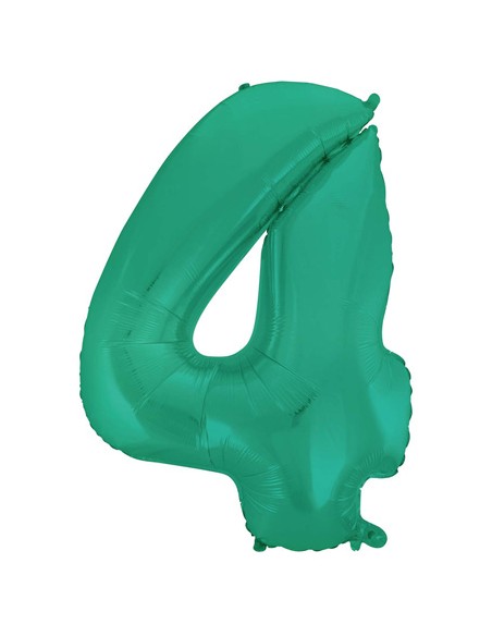 Palloncino Mylar Numero 4 Satin Velvet Aquamarine Mega 40" - 101cm - 1pz | G3S Party