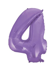 Palloncino Mylar Numero 4 Satin Velvet Lilac Mega 40" - 101cm - 1pz | G3S Party
