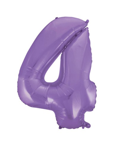 Palloncino Mylar Numero 4 Satin Velvet Lilac Mega 40" - 101cm - 1pz | G3S Party