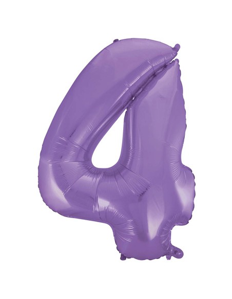 Palloncino Mylar Numero 4 Satin Velvet Lilac Mega 40" - 101cm - 1pz | G3S Party