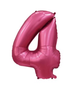 Palloncino Mylar Numero 4 Satin velvet Pomegranate Mega 40" - 101cm - 1pz | G3S Party