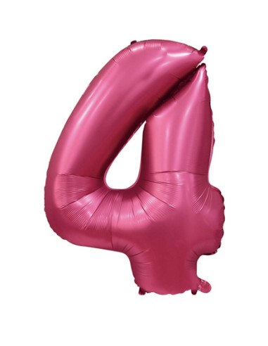 Palloncino Mylar Numero 4 Satin velvet Pomegranate Mega 40" - 101cm - 1pz | G3S Party