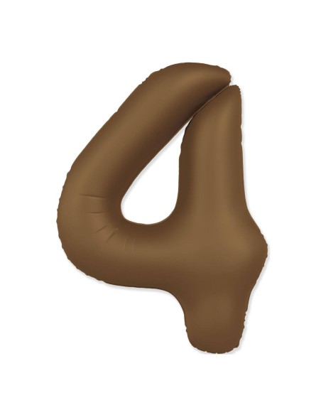 Palloncino Mylar Numero 4 Slim Mate Choco Brown Satinato 37" - 86cm - 1pz | G3S Party