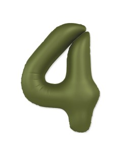 Palloncino Mylar Numero 4 Slim Mate Verde Oliva Satinato 37" - 86cm - 1pz | G3S Party