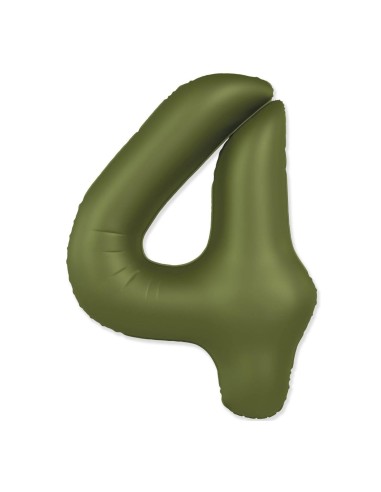 Palloncino Mylar Numero 4 Slim Mate Verde Oliva Satinato 37" - 86cm - 1pz | G3S Party