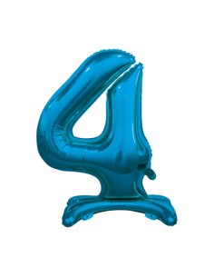 Palloncino Mylar Numero 4 Standing Blu Mega 30" - 76cm - 1pz | G3S Party