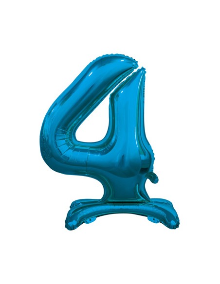 Palloncino Mylar Numero 4 Standing Blu Mega 30" - 76cm - 1pz | G3S Party