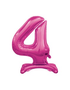 Palloncino Mylar Numero 4 Standing Fuxia Mega 30" - 76cm - 1pz | G3S Party
