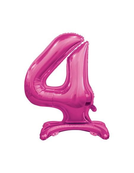Palloncino Mylar Numero 4 Standing Fuxia Mega 30" - 76cm - 1pz | G3S Party