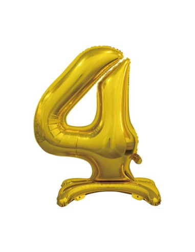 Palloncino Mylar Numero 4 Standing Oro Mega 30" - 76cm - 1pz | G3S Party