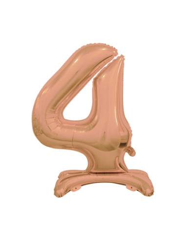 Palloncino Mylar Numero 4 Standing Rosa Gold Mega 30" - 76cm - 1pz | G3S Party