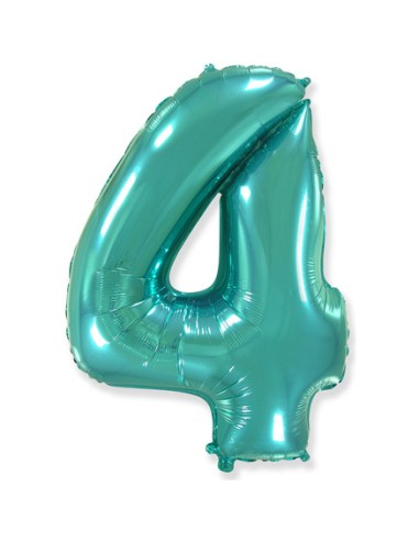 Palloncino Mylar Numero 4 Verde Menta Mega 40" - 101cm - 1pz | G3S Party