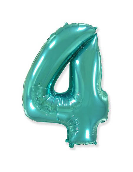 Palloncino Mylar Numero 4 Verde Menta Mega 40" - 101cm - 1pz | G3S Party