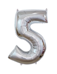 Palloncino Mylar Numero 5 Argento Mega 40" - 101cm - 1pz | G3S Party