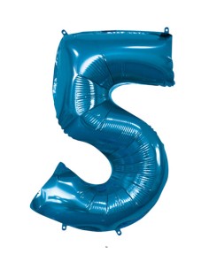 Palloncino Mylar Numero 5 Blu Mega 40" - 101cm - 1pz | G3S Party