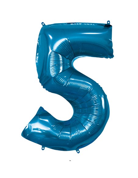 Palloncino Mylar Numero 5 Blu Mega 40" - 101cm - 1pz | G3S Party