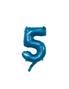 Palloncino Mylar Numero 5 Blu Mini 14" - 35cm con valvola - 1pz | G3S Party