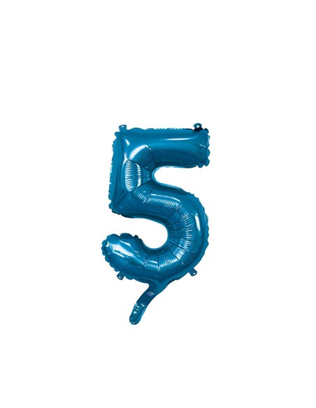 Palloncino Mylar Numero 5 Blu Mini 14" - 35cm con valvola - 1pz | G3S Party