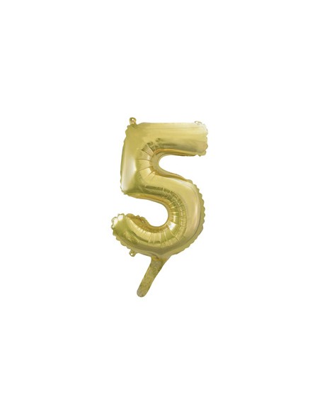 Palloncino Mylar Numero 5 Champagne Mini 14" - 35cm con valvola - 1pz | G3S Party