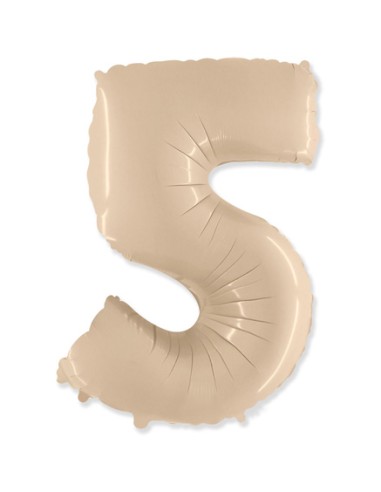 Palloncino Mylar Numero 5 Crema Mega 40" - 101cm - 1pz | G3S Party