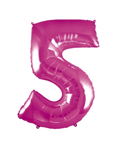 Palloncino Mylar Numero 5 Fuxia Mega 40" - 101cm - 1pz | G3S Party