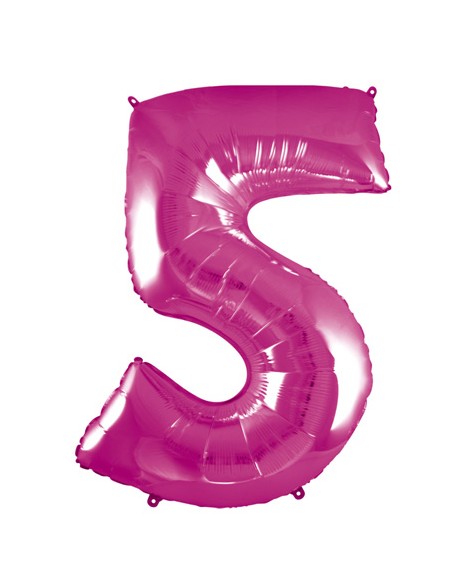 Palloncino Mylar Numero 5 Fuxia Mega 40" - 101cm - 1pz | G3S Party