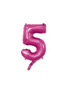 Palloncino Mylar Numero 5 Fuxia Mini 14" - 35cm con valvola - 1pz | G3S Party