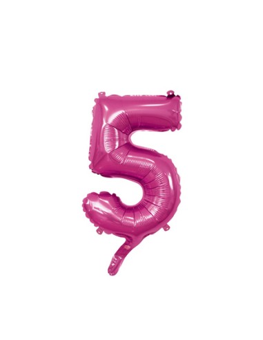 Palloncino Mylar Numero 5 Fuxia Mini 14" - 35cm con valvola - 1pz | G3S Party