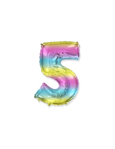 Palloncino Mylar Numero 5 Multicolor Gradient Mini 14" - 35cm - 1pz | G3S Party