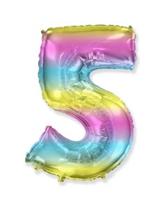 Palloncino Mylar Numero 5 Multicolor Gradient SuperShape 40" - 101cm - 1pz | G3S Party