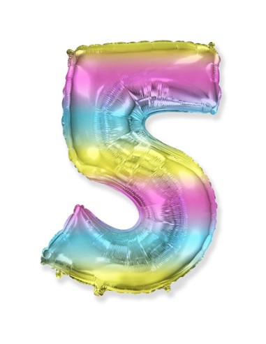 Palloncino Mylar Numero 5 Multicolor Gradient SuperShape 40" - 101cm - 1pz | G3S Party