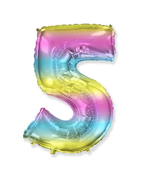 Palloncino Mylar Numero 5 Multicolor Gradient SuperShape 40" - 101cm - 1pz | G3S Party