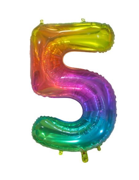 Palloncino Mylar Numero 5 Multicolor Jelly Mega 34" - 86cm - 1pz | G3S Party
