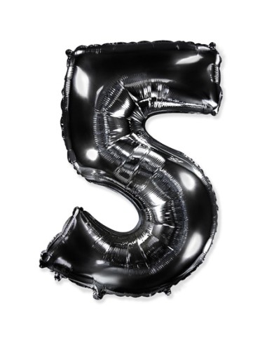 Palloncino Mylar Numero 5 Nero Mega 40" - 101cm - 1pz | G3S Party